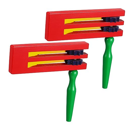 Milisten Wooden Ratchet Noise Maker Matraca Toys for Boys and Girls, Double Layered Rotating Handheld Percussion Instruments, Educational Sound Toys Set of 2 for Party and Music Play