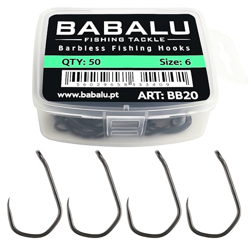 Hameçons de Pêche sans Ardillon BB20 50 Pièces en Acier à Haute Teneur en Carbone (#4)