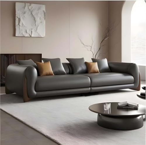 Image of Luxury Leathrette Contemporary Sectional Sofa Set with Chaise Lounge & Cushions - Perfect for Living Room, Guest Room & Office (1, Grey)