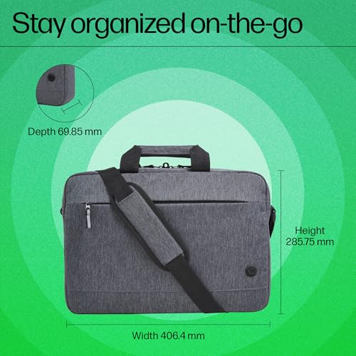 HP Prelude Topload Laptop Bag - Fits 15.6" Laptops - Durable Fabric w/Water-resistant Coating, Padded Compartment & Top-Zip Closure - Double Handles, Crossbody Strap & Luggage Pass-Through (1E7D7AA)4