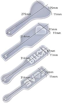 Yalulu 4pcs Serving Tray Resin Silicone Mold Flight Paddle Serving Board Epoxy Casting Mold for Party Home Decor
