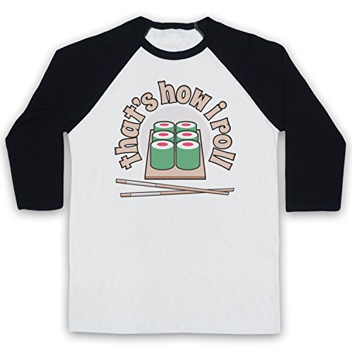 T-shirt de baseball Sushi That's How I Roll à manches 3/4 retro confortable