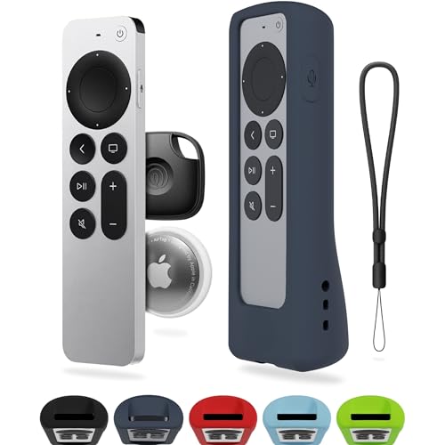 GripStand Scratch-Resistant Silicone Remote Cover for Apple TV Compatible with AirTag Fits Siri Apple TV 4K/HD (2nd & 3rd Gen) Stand-Up Design Enhanced Grip Slate Ocean by 73&Sunny