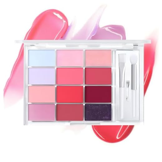 Brilho labial de maquiagem, brilho labial para mulheres - Paleta de batons Gloss labial hidratante colorido,Batom de maquiagem com paleta de cores hidratante para mulheres e meninas