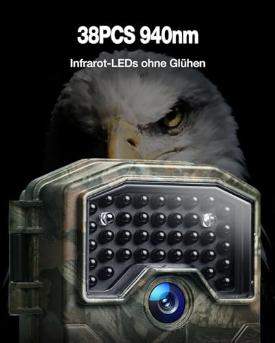 WOLFANG Wildkamera, 48MP 4K Jagdkamera mit 940nm kein Glühen Nachtsicht mit 2.4'TFT Display,...