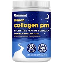 NativePath Collagen PM Sleep Powder, Lemon - Melatonin, Magnesium, GABA & L-Theanine with 10g Grass-Fed Collagen - 20 Servings, Nighttime Recovery Drink
