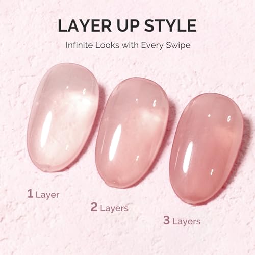 Image of MelodySusie Jeweliver Jelly Gel Nail Polish, 0.5Fl.oz Clear Sheer Pink Gel Polish Soak Off UV LED Light Cure Gift for Women Manicure Nail Art DIY at Home B6647