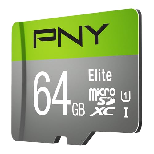 PNY Elite Carte Mémoire microSDXC 64 Go + Adaptateur SD, Vitesse de Lecture 100 Mo/s, Classe 10 UHS-I, U1 pour vidéo Full HD