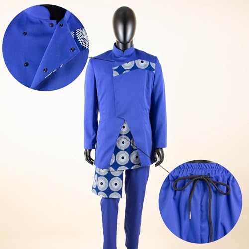 African Clothes for Men Slim Fit Full Sleeve Print Blazer Pants 2 Piece Set Dashiki Outfits Bussiness Suits4