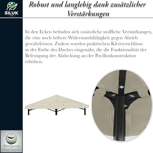 Miniatura 8 de Freigarten.De Techo De Repuesto Para Cenador De 3 X 3 M, Resistente Al Agua. Material: Pvc Suave De Panamá De 370 G M , Extrafuerte, Modelo 2 Beige