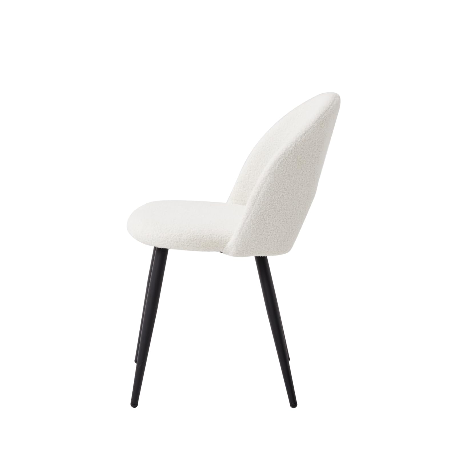 Set di 4 Sedie da Sala da Pranzo, Sedia da Pranzo Teddy in Velluto Morbido, Sedia da Cucina con Cuscini e Braccioli, Gambe in Metallo - Bianco