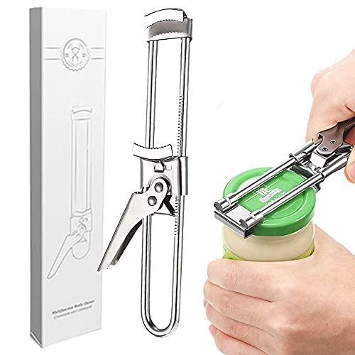 Abridor de tarros ajustable abrelatas de acero inoxidable abridor de botellas manual Abridor de tapa de vidrio, para El...