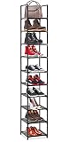 Wylnsie Vertikales Schuhregal mit 10 Ebenen, schmales Schuhregal, freistehender, Stabiler, stapelbarer Schuhregal-Organizer für Eingangsbereich, Schlafzimmer, (Schwarz)