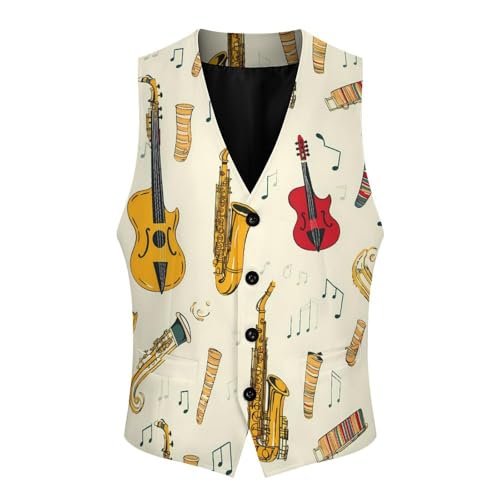 Musical Instruments Saxophone French Hor Men's Suit Vest Casual Business Slim Fit Waistcoat Vests for Tuxedo4