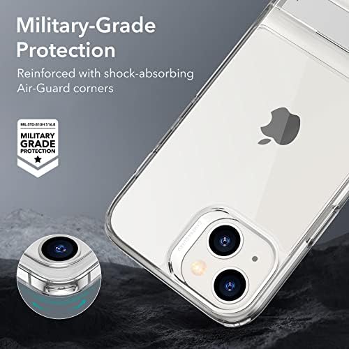 ESR Metal Kickstand Case Compatible with iPhone 14 Plus Case, 3 Stand Modes, Military-Grade Drop Protection, Supports Wireless Charging, Slim Back Cover with Patented Kickstand, Clear