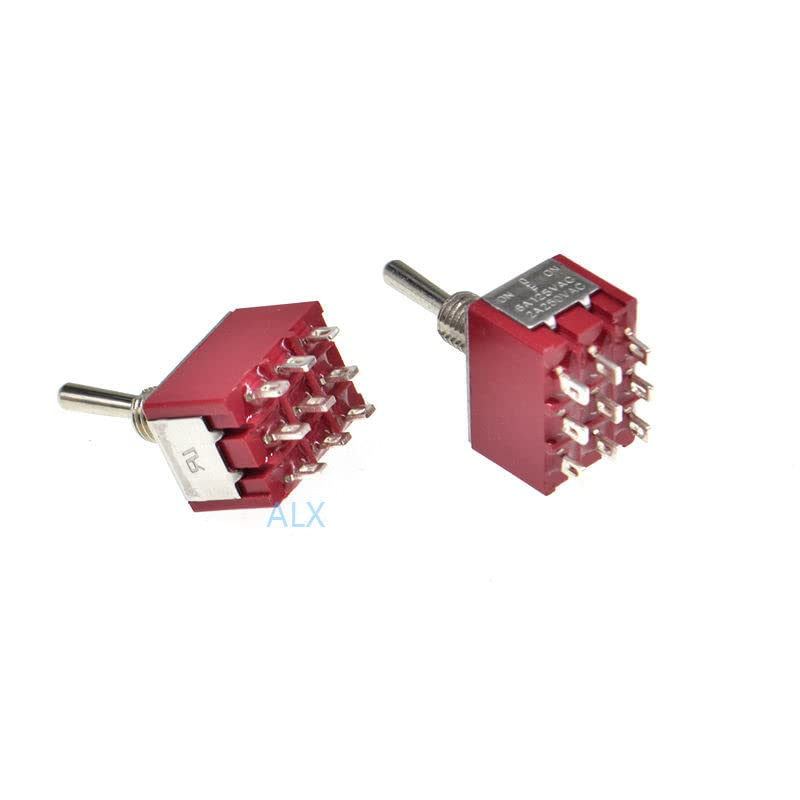 Interruptor De Palanca Miniatura MTS-303 ON-OFF-ON 3PDT - 9 Pines, 2A 250V, Con Cubierta Impermeable (pack De 2)