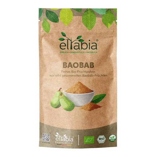 Bio Baobab Pulver 1kg | Affenbrotbaum gemahlen | Apothekerbaum in Rohkost Qualität | 100% rein und ohne Zusatzstoffe | Veganes Fruchtpulver