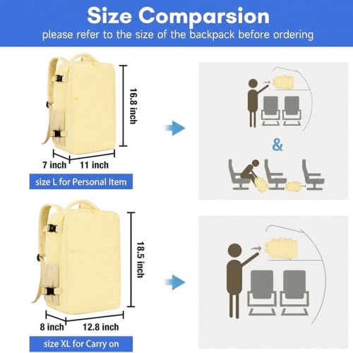 Image of Taygeer 35L Personal Item Travel Backpack for Women, Carry on Backpack | Airline Approved Travel Bag, Laptop Bag with Water Bottle Pocket & Shoe Pouch, Mochila for College Weekender, Beige Yellow