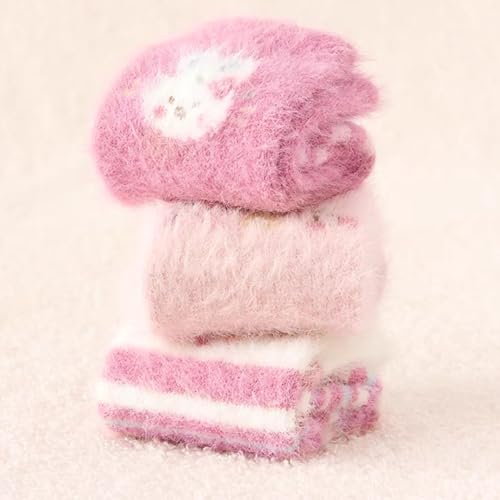3 Pairs Baby Thermal Socks for Winter 0-5 Years Old, Cute Warm Fuzzy Thick Plush Ankle Socks for Newborn Boy Girl3