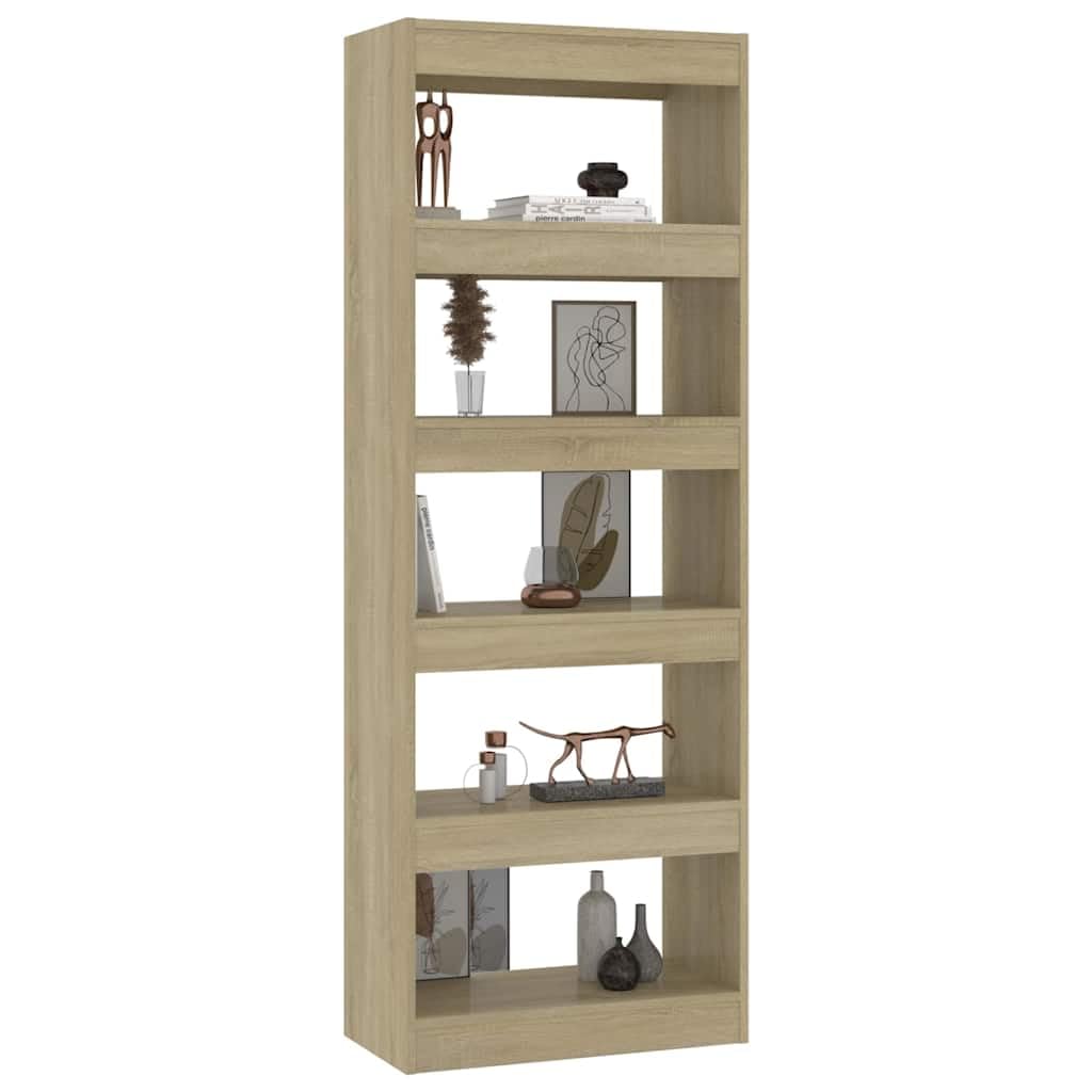 Libreria in rovere Sonoma, 60 x 30 x 166 cm, in legno, divisorio con vano portaoggetti, sistema di scaffale aperto per soggiorno, ufficio, studio, salvaspazio e versatile