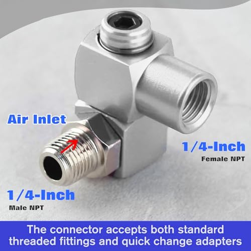 Conector de manguera de aire giratorio 1/4 NPT Srliya de 360 grados para herramientas neumáticas 4