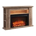 LegendFlame® Barron Electric Fireplace with 51" Storage Shelf Mantel Surround and Jaden 31" Insert, Rustic Light Oak
