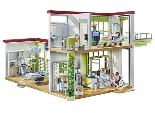 PLAYMOBIL Action Heroes 71615 Modernes Krankenhaus, mit Vier Figuren, medizinischen Geräten und Accessoires, zu über 80 % aus recycelten und biobasierten Materialien, Spielzeug für Kinder ab 4 Jahren