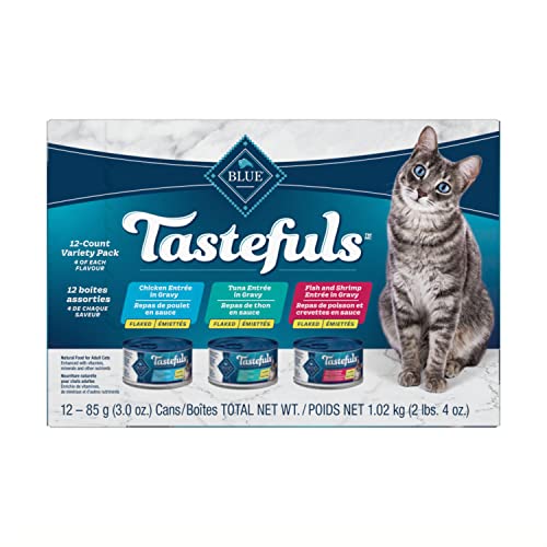 Blue Buffalo Tastefuls Natural Wet Cat Food, Tuna, Chicken and Fish/Shrimp in Gravy Flaked 3 oz Variety Pack 12 ct. image 3
