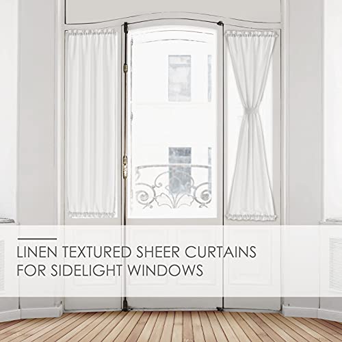 Melodieux White Semi Sheer French Door Sidelight Curtains 72 Inches Long, Linen Look Front Door Voile Drapes Patio Sliding Glass Door, 25 By 72 Inch, 2 Panels #TOP6