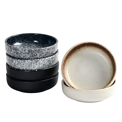 Dipping Bowl Set Of 6, Ceramic Soy Sauce Dish Set, Japanese Style 3 Oz Round Small Bowls For Dipping Sushi Tomato Soy Sauce Dish Condiment Finger Bowls For Small Dish #TOP6