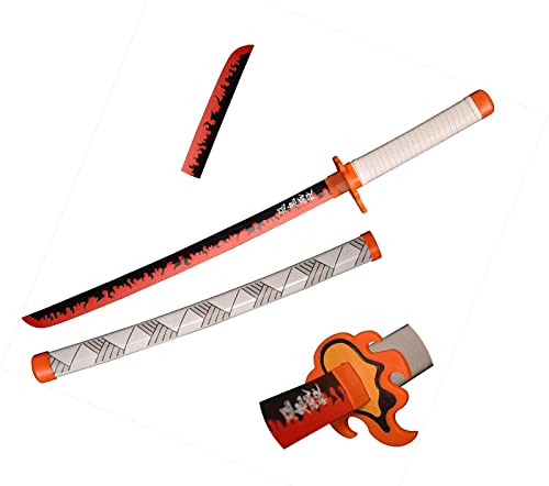Colonne de tueur de démons Shinazugawa Tomioka Kanroji Rengoku Tokitou Iguro Cosplay Nichirin épée sabre lame en bois fait à la main japonais Anime Cosplay épée Rengoku Kyoujurou Cover