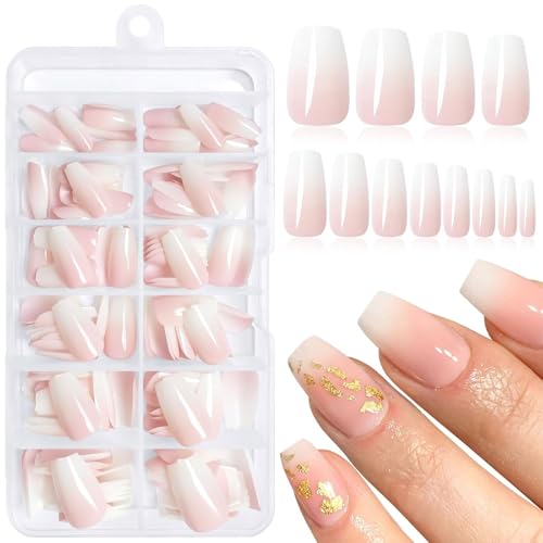 LunarCharm 144 pezzi Unghie Finte Medie a Bara Ombre Unghie Finte Corte in Acrilico