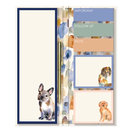 Image of Punch Studio Watercolor Pets Dogs, Hardcover Notefolio With Bungee, 40 Pages With Sticky Notepads (59254)