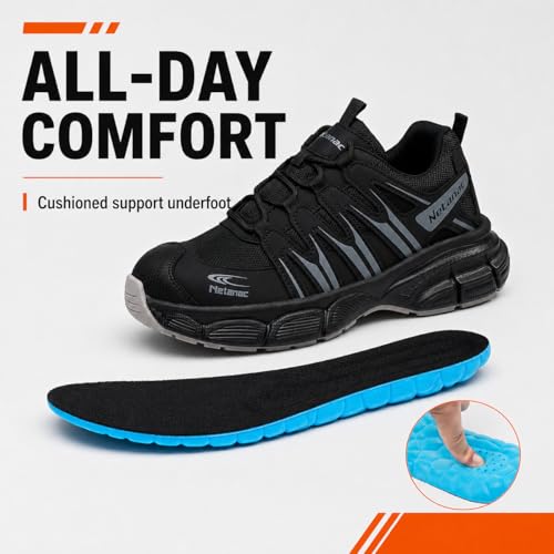 Image of Steel Toe Shoes for Men Women,Comfort Work Safety Sneaker | Wide & Breathable, Puncture & Slip Resistant, Durable Composite Sole & Cushioned Insole for All-Day Standing, Tennis Style
