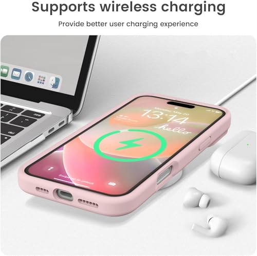 Image of DIZORO Compatible for iPhone 16 Case 6.1, Slim Liquid Silicone 3 Layers Full Covered Soft Gel Rubber Phone Case Protective Case Cover - Baby Pink