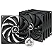 ARCTIC F14 PWM PST (5 Stück) - 140 mm PWM PST Gehäuselüfter, Case Fan mit PST-Anschluss (PWM Sharing Technology), Reguliert RPM synchron, 200-1350 U/min. - Schwarz