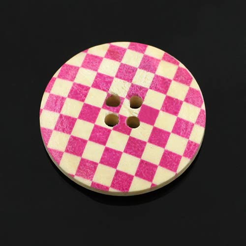 Shineweb 25Pcs 30Mm 4 Holes Multicolor Wooden Button For Scrapbooking Sewing Diy Beads Ornament Button Handmade Craft Accessory #TOP6