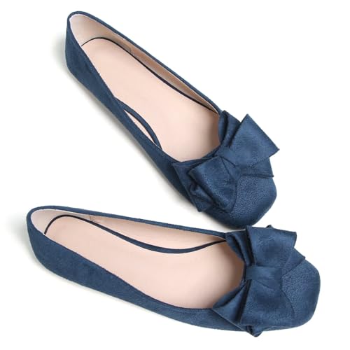 TN TANGNEST Women Cute Bowknot Flats Soft Slip On Flats Comfort Square Toe Casual Dress Flat Shoes4