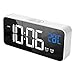 Reloj Despertador Digital, LED Pantalla Reloj Alarma Inteligente con Temperatura, 2 Alarma, Snooze, 4 Brillo Ajustable Función, Volumen Regulable, 13 Tipos de Música, Puerto de Carga USB (blanco)