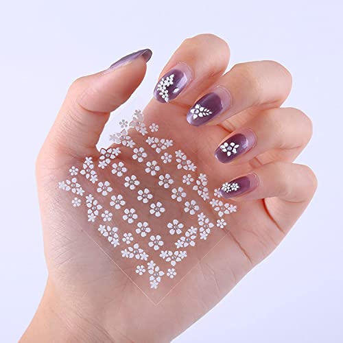 30 Sheets Flower Nail Art Stickers Decals White Nail Decorations 3D Self-Adhesive White Flower Sticker With Rhinestones Elegant Designs Nail Art Supplies Diy For Women Girls Enhance Glamour #TOP3