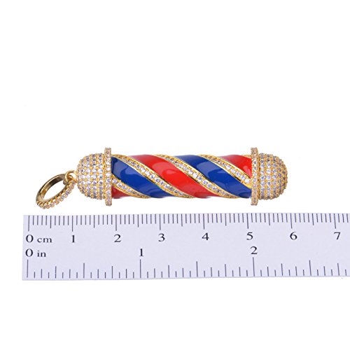 metaltree98 Men's New Micro Mini Pave Brass Barber Shop Pendant with 24” Miami Cuban Chain BCH 15108 G2