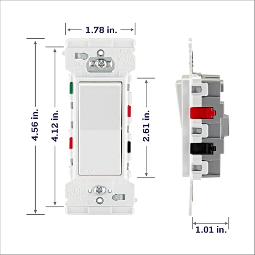 Image of Leviton Lever Edge 15 Amp 3-Way Rocker Switch, 10-Pack, E5603-MW, White