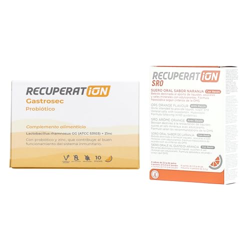 PACK Probióticos con Lactobacillus + Rhamnosus gg + Zinc + Suero Oral en Polvo con Electrolitos y Reishi Flora Intestinal Rehidratación Digestiva Gastroenteritis Sabor Naranja | RECUPERATION
