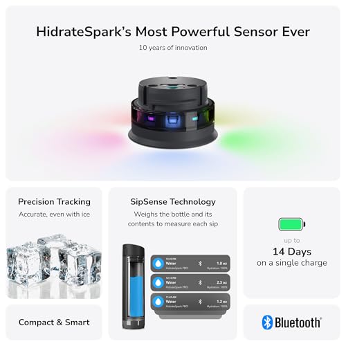 Image of Hidrate Spark PRO Smart Water Bottle - Tracks Water Intake & Glows to Remind You to Stay Hydrated, Chug & Straw lid, 21oz, Black