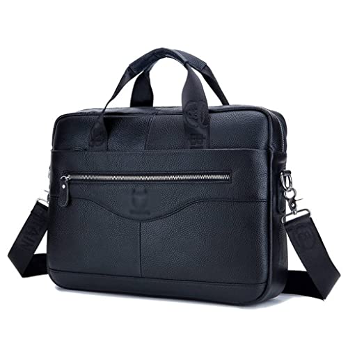Portable Computer Briefcase Male Leather Shoulder Crossbody Bag Layer Cowhide Business Business Affairs Bag(E)