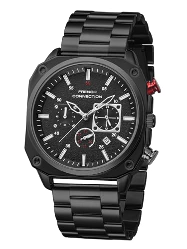 Image of French Connection Chronexis Black Dial Chronograph Watch for Men - FCB19BM