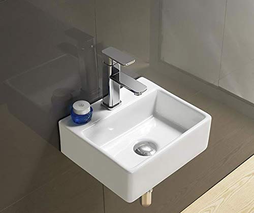 Lave-main suspendu mural carré 33 cm, idéal pour petits wc