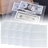 QEEROYO Page des Billets de Banque, Pochettes Transparentes, 5 Pièces Porte-Monnaie pour Collectionneurs, Album pour Collectionfeuilles pour Pièces de Monnaie, Monnaie Pouvant Contenir 30 Billets
