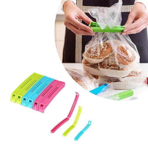 Image of Success Stationery (Set of 18 Pcs X 4 72 Pcs) - Home Kitchen Plastic Food Snack Bag Pouch Clips for Packet Sealing Tools 3 Size Large Medium Small Items Bag Clips Vacuum Sealer (Multi Color Set)