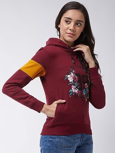 Image of Modeve Women Printed Hooded Sweatshirt for Winter